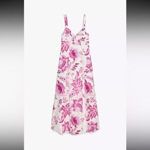 Printed Dress with Openwork Embroidery